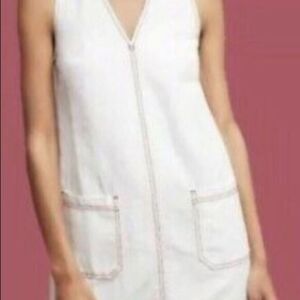ANTHROPOLOGIE HOLDING HORSES Cutout Linen Smock Dress Sz S
